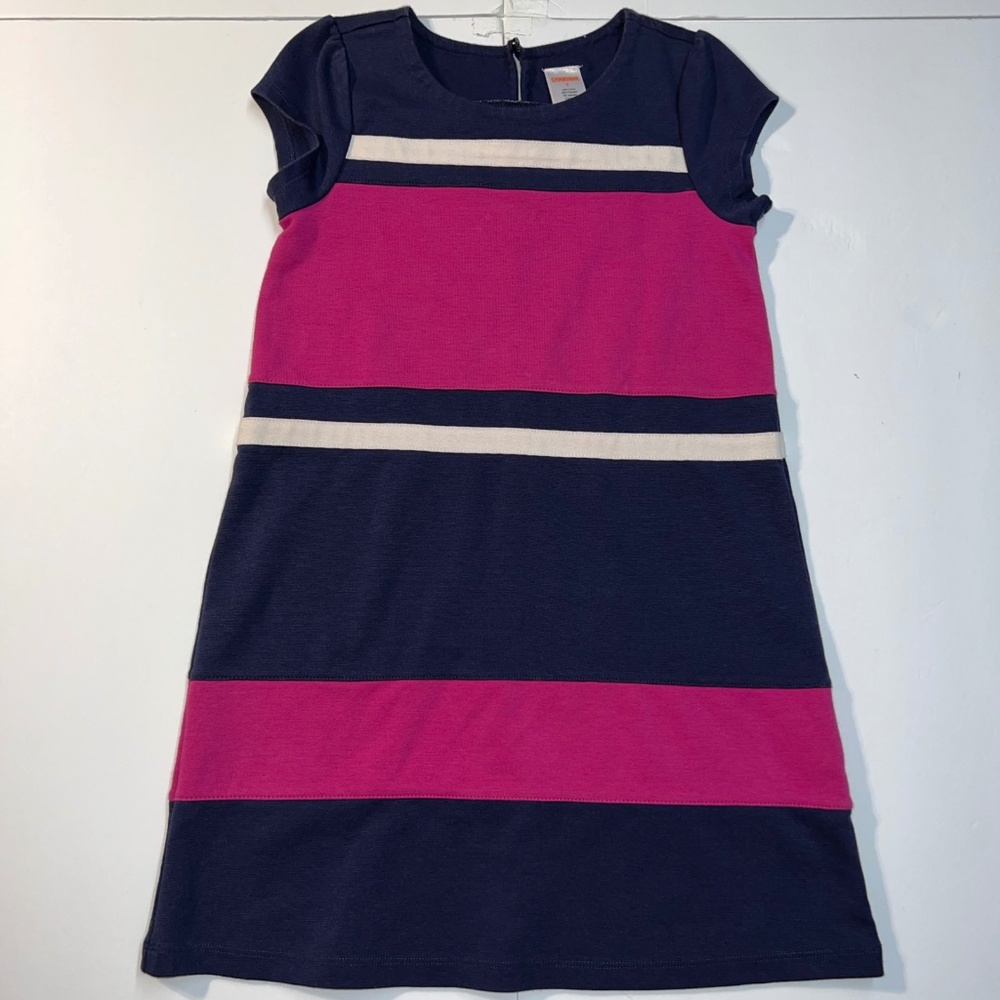 Gymboree Charm Class Magenta Navy Colorblock Stripe Ponte Dress Girls 7 NEW NWT